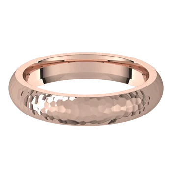 Hammered 4mm Wide 14k Gold Wedding Band (Yellow, White, or Rose)