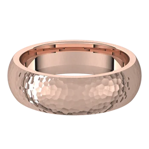 Hammered 6mm Wide 14K Gold Wedding Band (Yellow, White, or Rose)