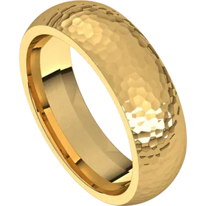 Hammered 6mm Wide 14K Gold Wedding Band (Yellow, White, or Rose)
