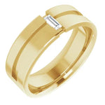 Load image into Gallery viewer, Notched Wedding Band with Natural Baguette Diamond in 14K Gold (Yellow, White or Rose)
