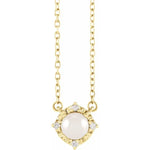 Load image into Gallery viewer, Halo Style Freshwater Pearl and Diamond Necklace - 18 Inch Chain
