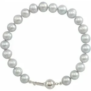 Bracelet - Sterling Silver - Grey Cultured Freshwater Pearls - 7.5 Inches