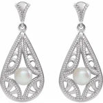 Load image into Gallery viewer, Earring - Cultured Freshwater Pearl Vintage-Inspired (Sterling Silver, 14k Yellow Gold, White Gold, or Rose Gold Options)
