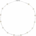 Load image into Gallery viewer, Necklace - 14 White Cultured Freshwater Pearl Station 18&quot;
