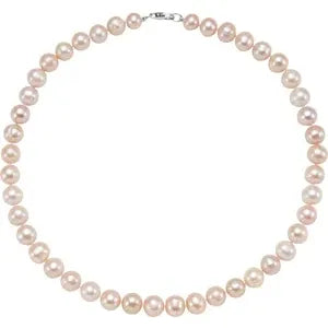 Necklace - Pink Cultured Freshwater Pearls with Sterling Silver Clasp 18"