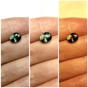 Madagascar Sapphire 2.34 CT Teal, Green, Yellow, Color Change, Unheated Oval Cut