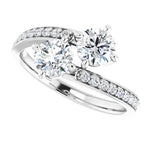 Load image into Gallery viewer, Twin Set Diamond Engagement Ring in 14K White Gold with Diamond Set Band
