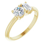 Load image into Gallery viewer, Two Stone Diamond Engagement Ring - Featuring 5mm Round and 5x3mm Emerald Cut Diamond
