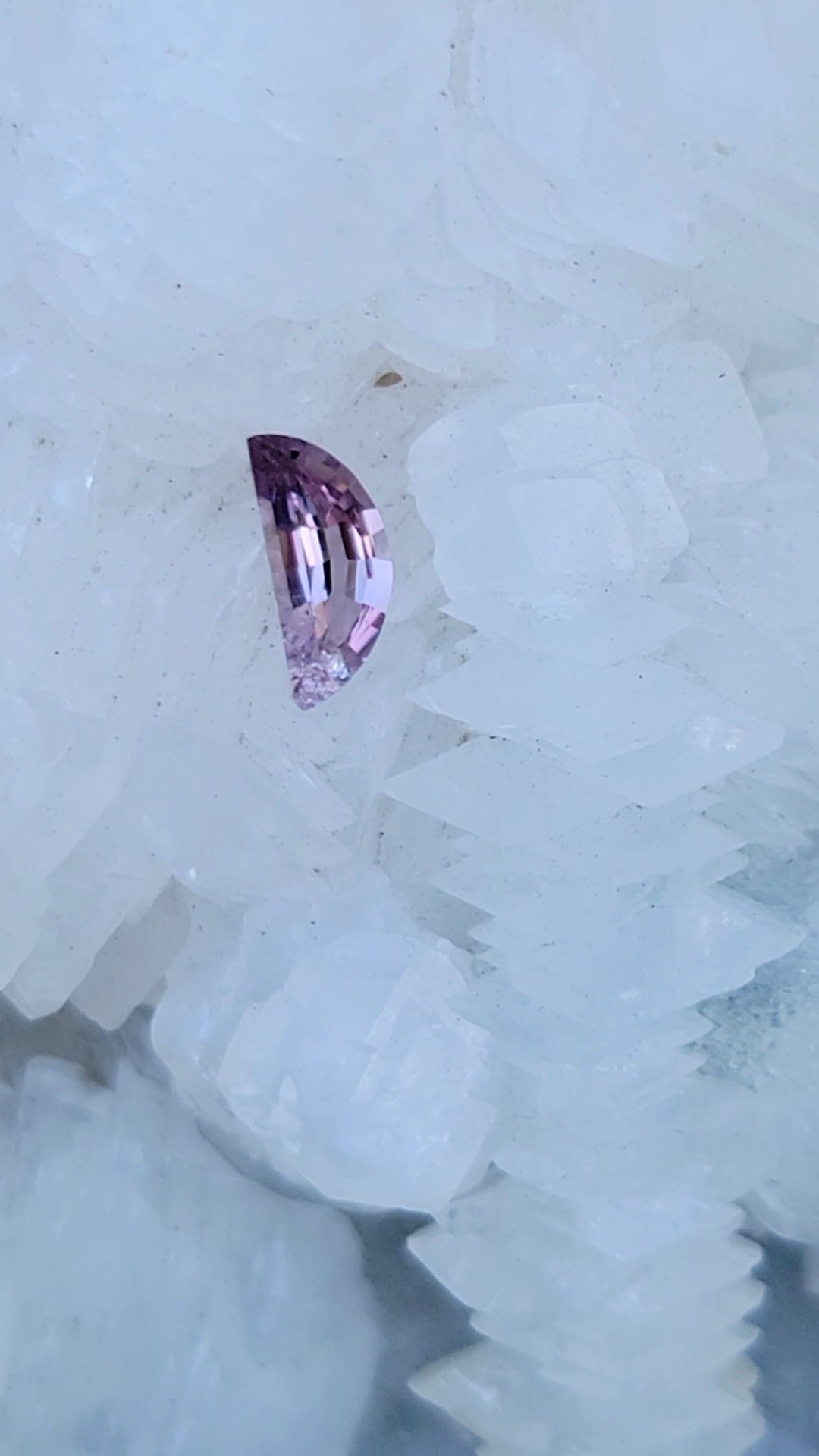 Montana Sapphire .33 CT Pink, Lilac, Lavender, Mauve Half Moon Cut
