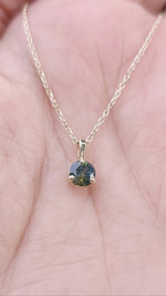 Load image into Gallery viewer, Jewelry Set - Pendant and Earrings - Montana Sapphire - Parti - Green/Blue and Gold set in 14K Yellow Gold
