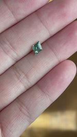 Load and play video in Gallery viewer, Montana Sapphire .76 CT Green Yellow Lozenge Cut

