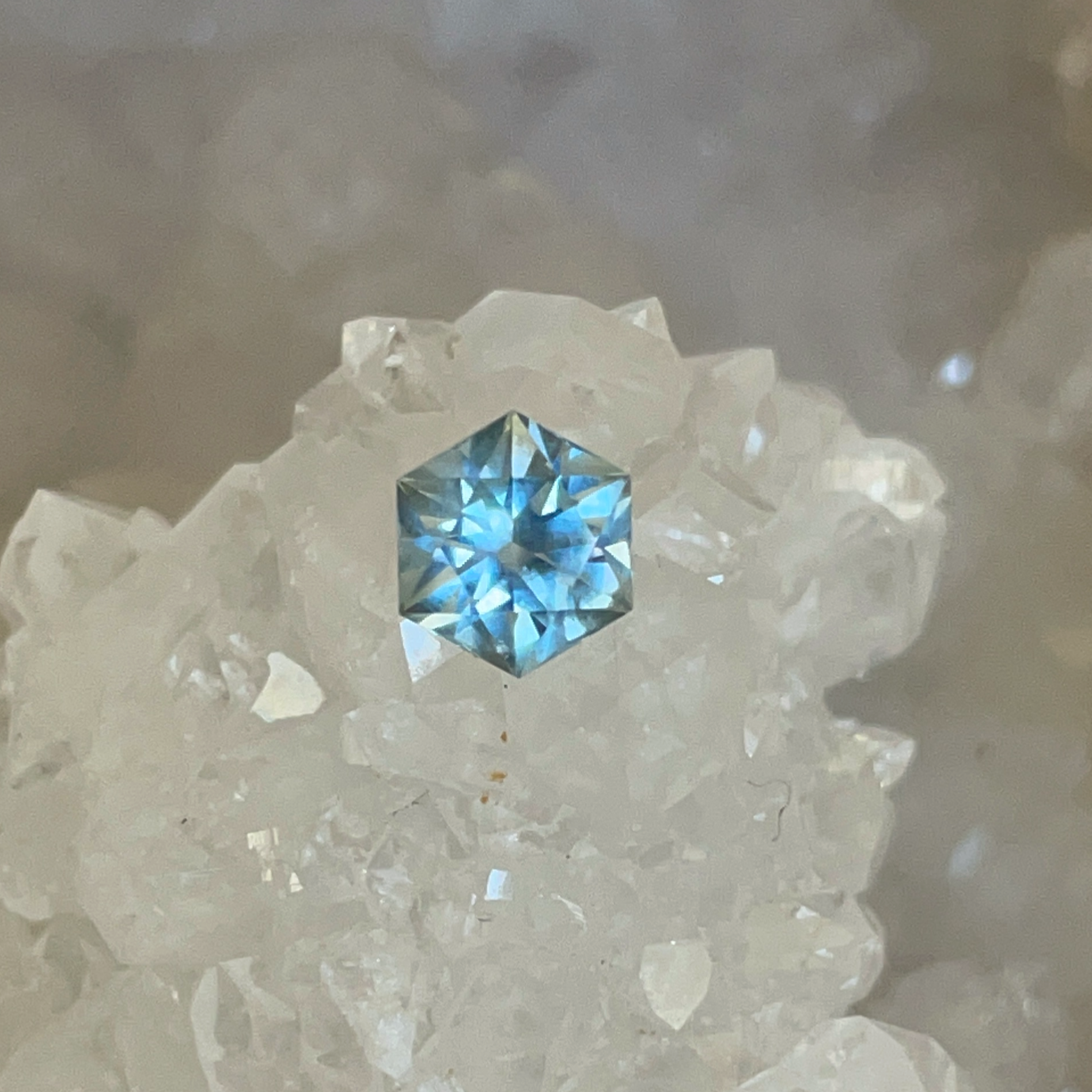 Montana Sapphire 1.38 CT Light Blue to Gray Hexagon Brilliant Cut