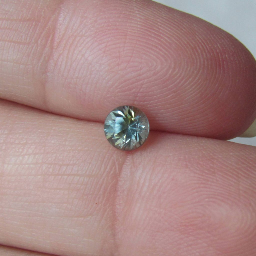 Montana Sapphire .70 CT Blue and Yellow Round Brilliant Cut