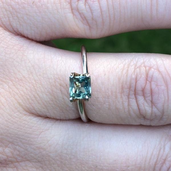 Montana Sapphire .88 CT Color Change Light Green Blue to Olive Green Princess Cut