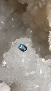 Montana Sapphire .96 CT Blue Green and White Striped Oval Cut