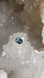 Load image into Gallery viewer, Montana Sapphire .96 CT Blue Green and White Striped Oval Cut
