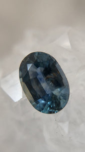 Montana Sapphire .96 CT Blue Green and White Striped Oval Cut