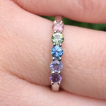 Load image into Gallery viewer, Ring - Montana Sapphire 1.02 CTW 5 Stone Rainbow set in 14K White Gold
