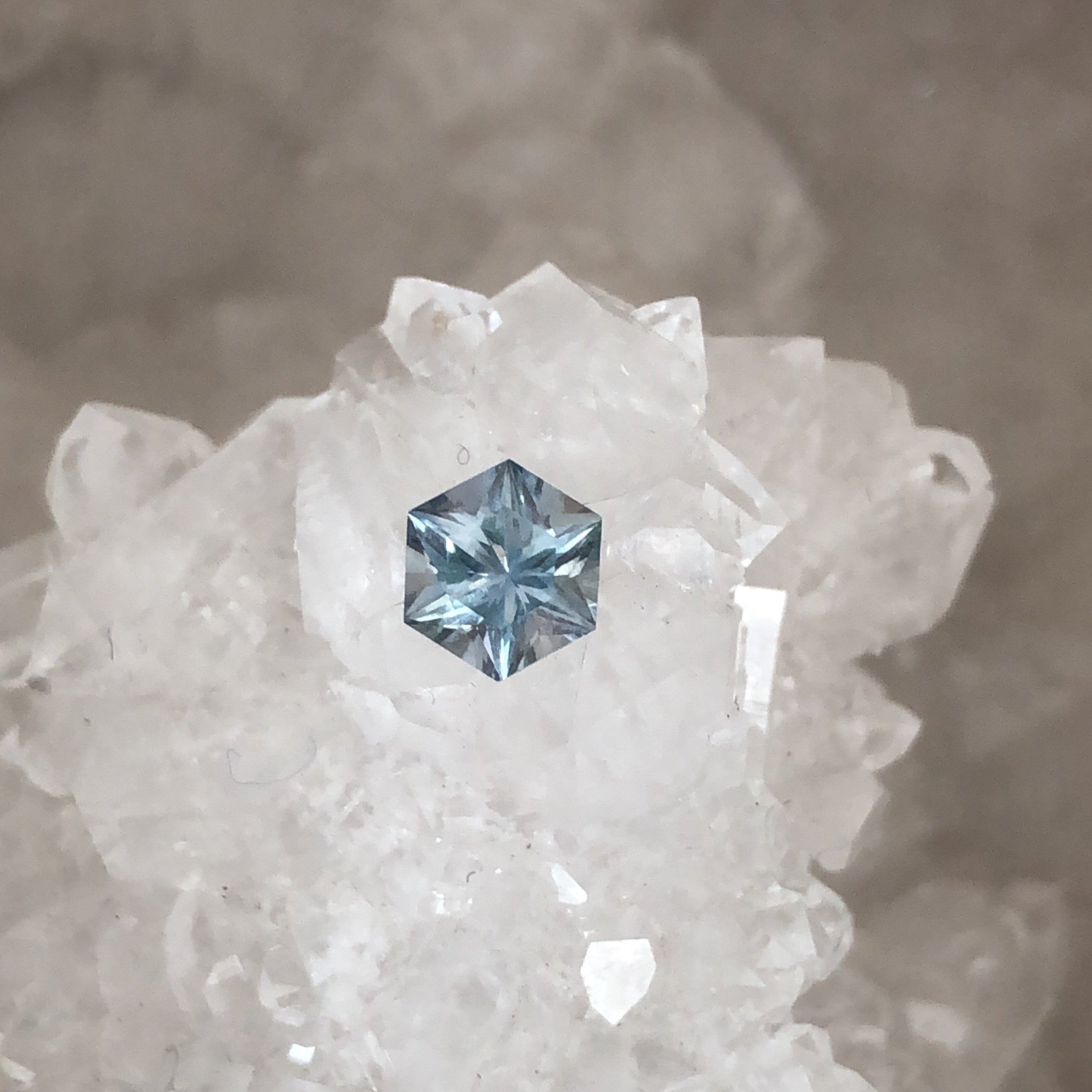 Montana Sapphire .67 CT Color Change Ice Blue, Silver, Lavender Hexagon Cut