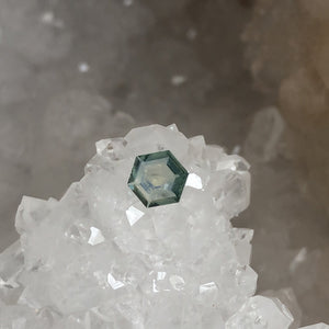 Montana Sapphire .72 CT Green Blue Shallow Hexagon Cut