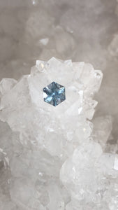Montana Sapphire .67 CT Color Change Ice Blue, Silver, Lavender Hexagon Cut