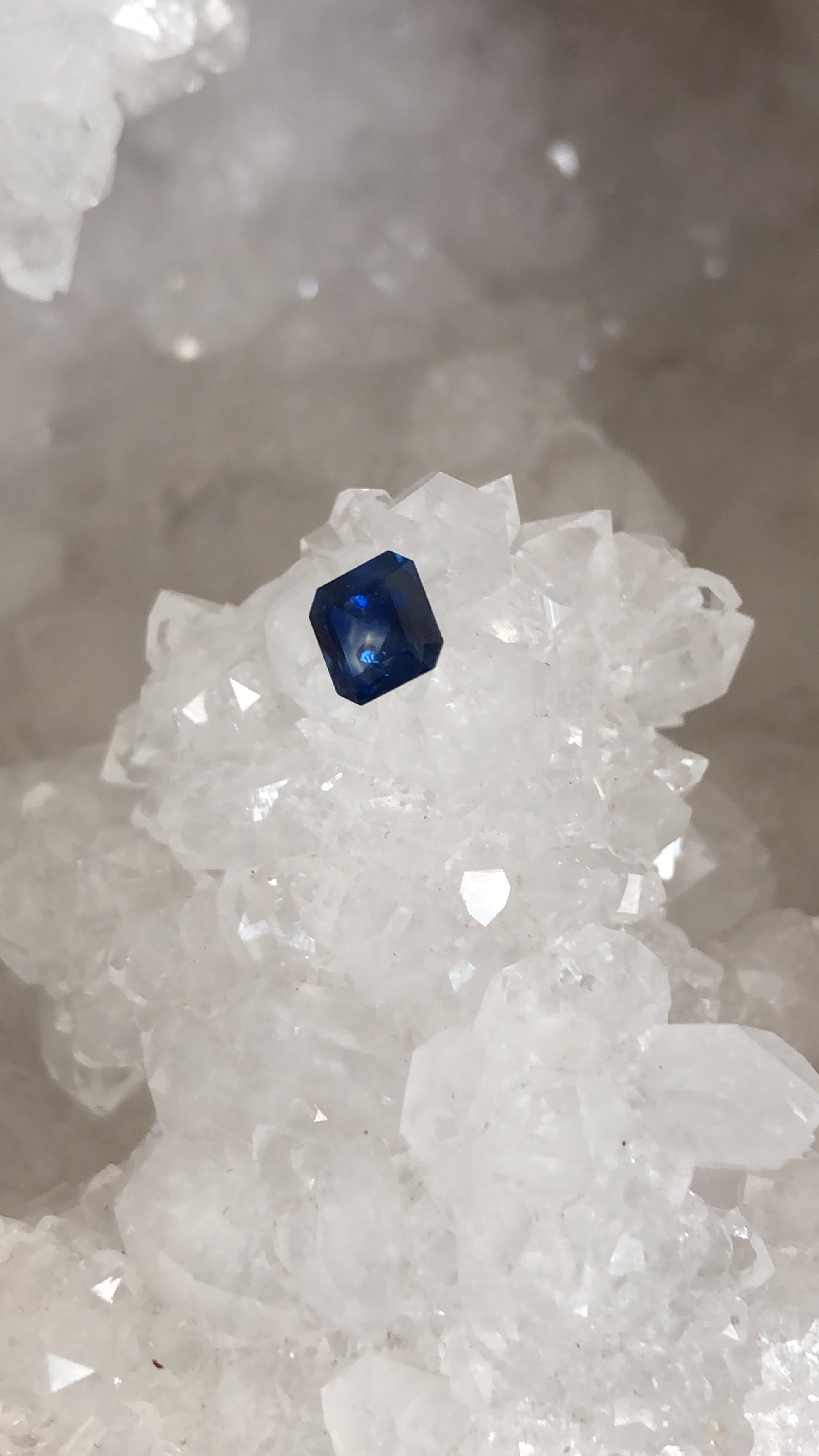Montana Sapphire 1.08 CT Deep Blue, Silver, Hint of Gold Asscher Cut