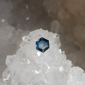 Montana Sapphire .72 CT Blue and White Hexagon Cut