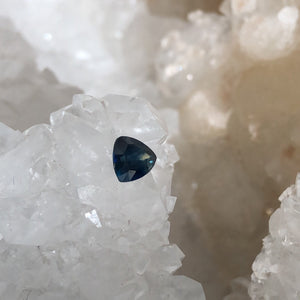 Montana Sapphire .64 CT Deep Blue with Yellow and Green Trillion Cut