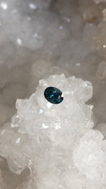 Load image into Gallery viewer, Montana Sapphire .99 CT Dark Blue with Grey, Green Oval Cut
