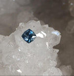 Load image into Gallery viewer, Montana Sapphire .72 CT Cornflower Blue with Grey and Peach Square Brilliant Cut
