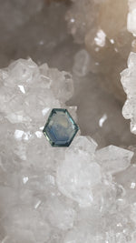 Load image into Gallery viewer, Montana Sapphire 1.67 CT Silver, Blue, Green, Teal with Rainbow Inclusion Portrait Cut
