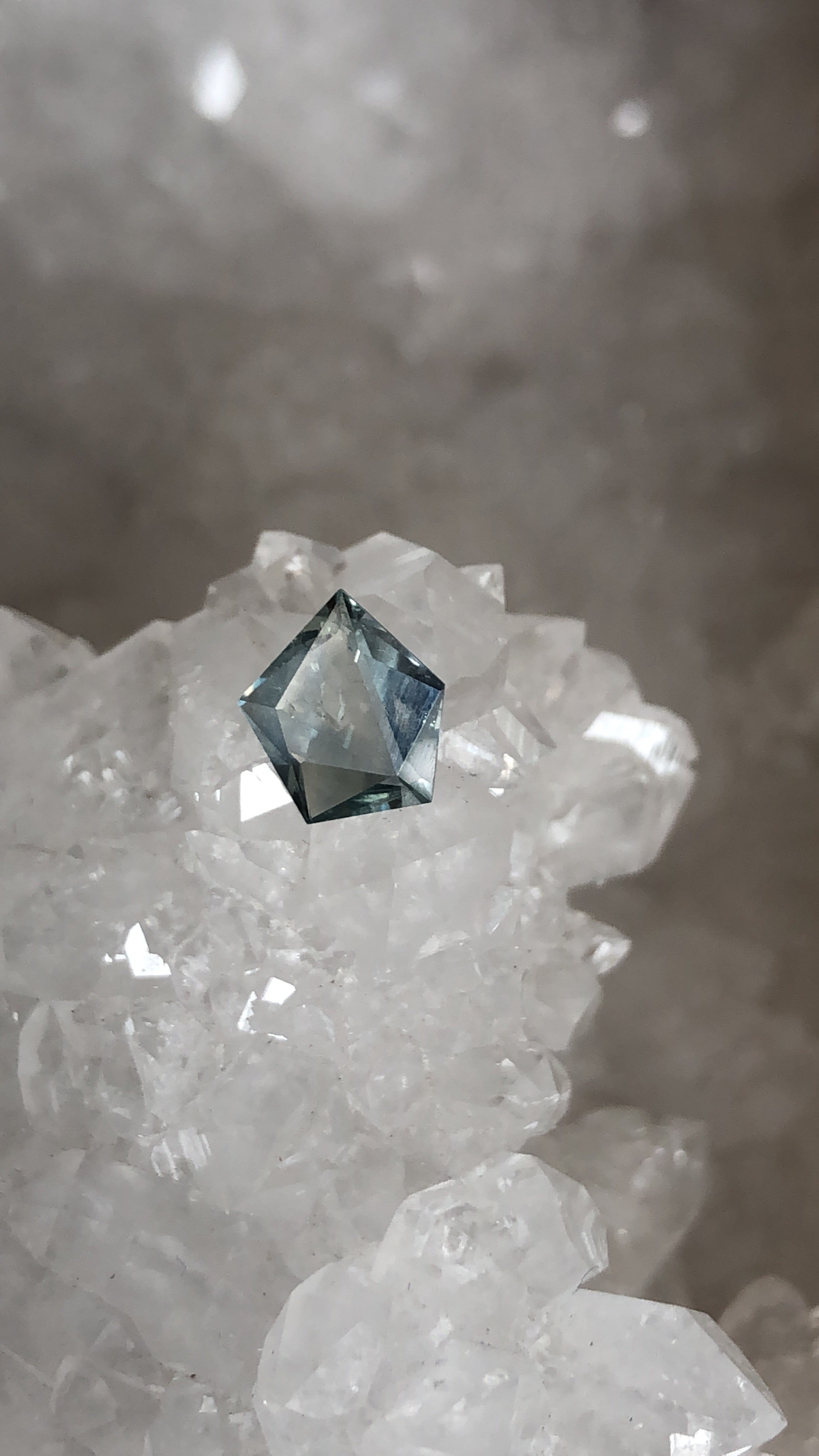 Malawi Sapphire 1.35 CT Light Steely Blue Green Geo Cut