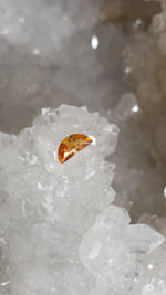 Load image into Gallery viewer, Montana Sapphire .53 CT Orange, Gold, with Lavender and Pink Half Moon Cut
