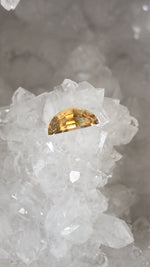 Load image into Gallery viewer, Montana Sapphire 1.17 CT Orange, Yellow, Silver and Green Half Moon Cut
