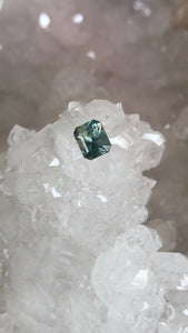Montana Sapphire .77 CT Green Blue Radiant Cut