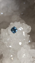 Load image into Gallery viewer, Montana Sapphire .72 CT Cornflower Blue with Grey and Peach Square Brilliant Cut
