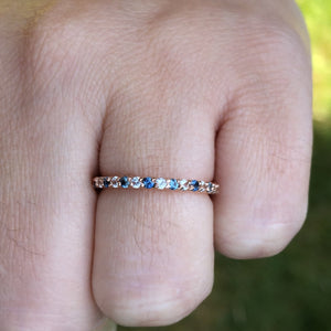 Ring - Montana Sapphire Blue and White Sapphires .42 CTW set in 14k Rose Gold Band