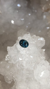 Montana Sapphire .99 CT Dark Blue with Grey, Green Oval Cut