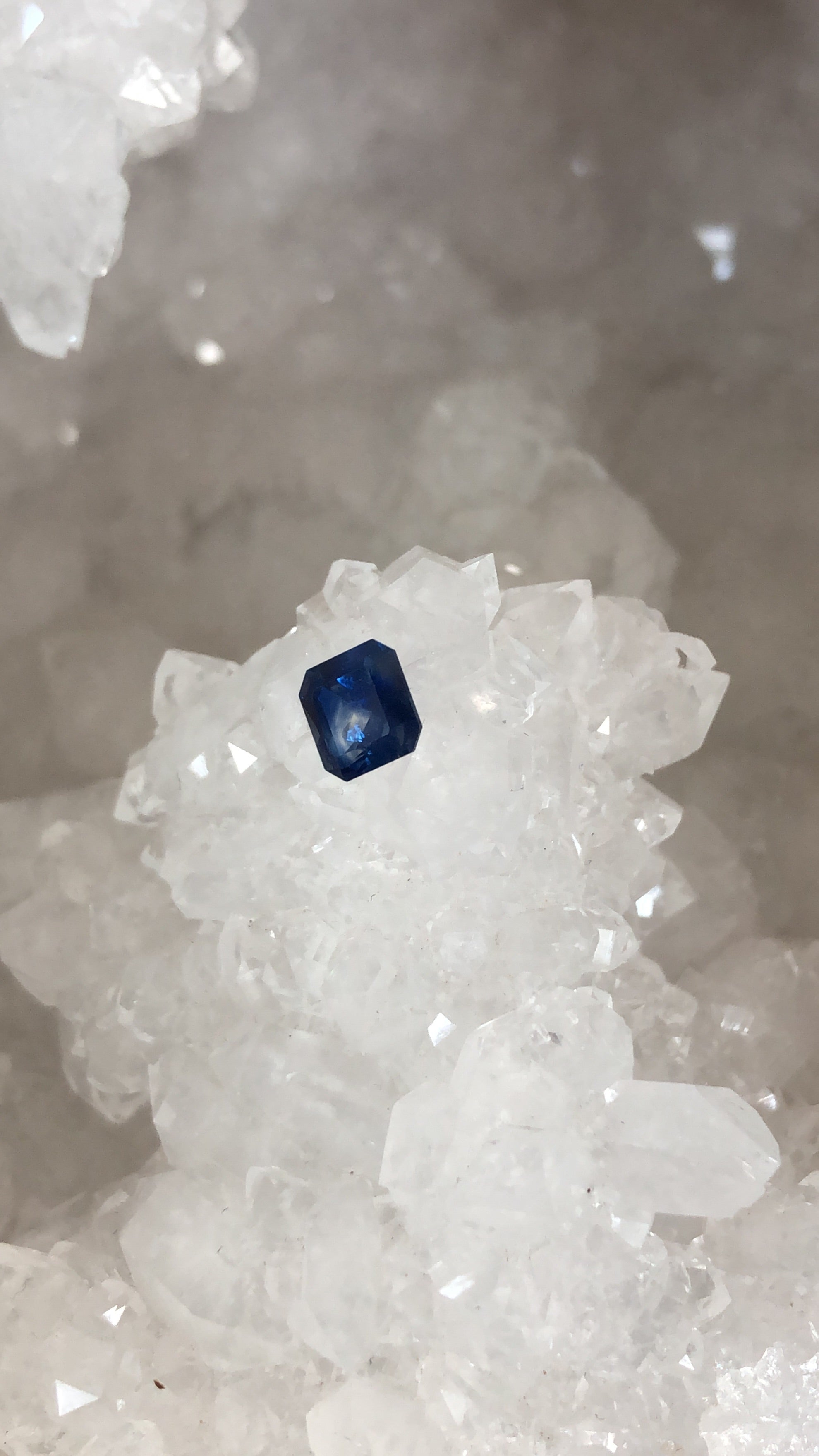 Montana Sapphire 1.08 CT Deep Blue, Silver, Hint of Gold Asscher Cut
