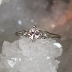 Load image into Gallery viewer, Ring - Montana Sapphire .78 CT Whisper Pink Peach Princess Cut in 14k White Gold
